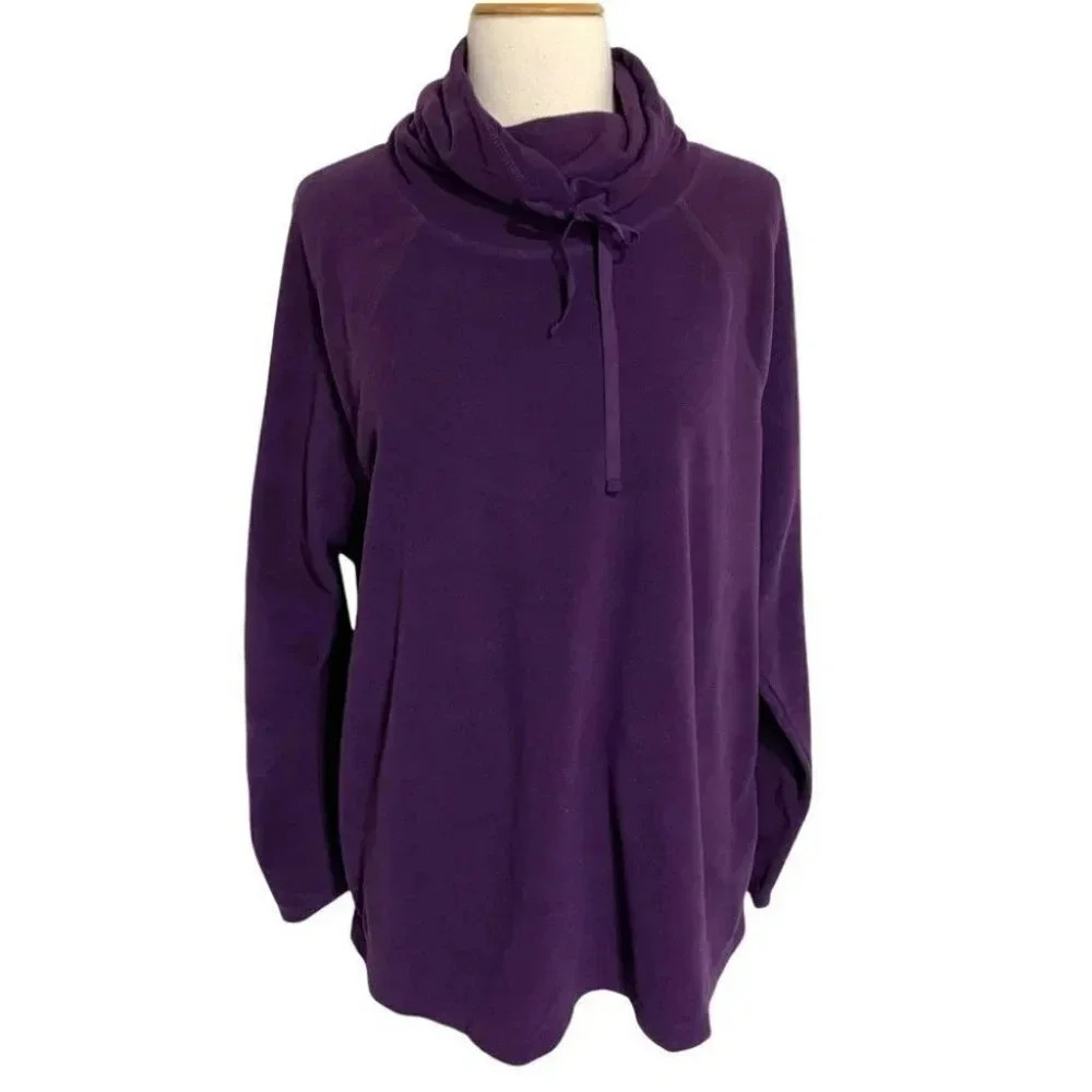 Ideology 1X purple cowl neck fleece sweatshirt